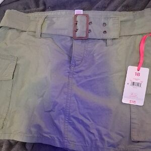 Justice Olive Cargo Skirt with Belt